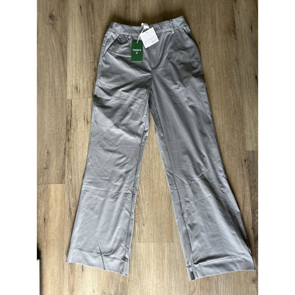 Halara Women's New with Tag High Waisted Wide Leg Gray Trouser Pants Size Small